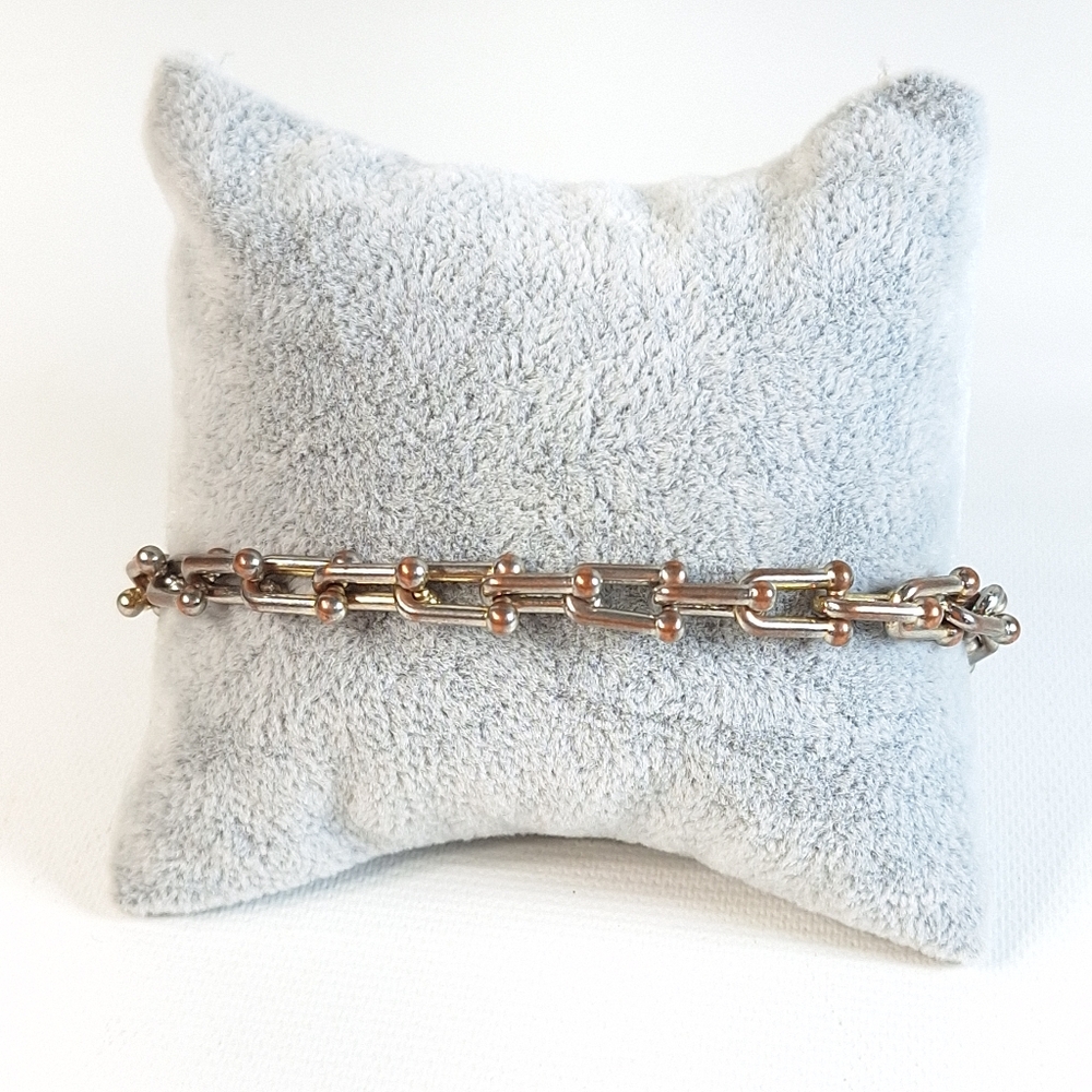 Silver Copper Tone Horseshoe Link Bracelet